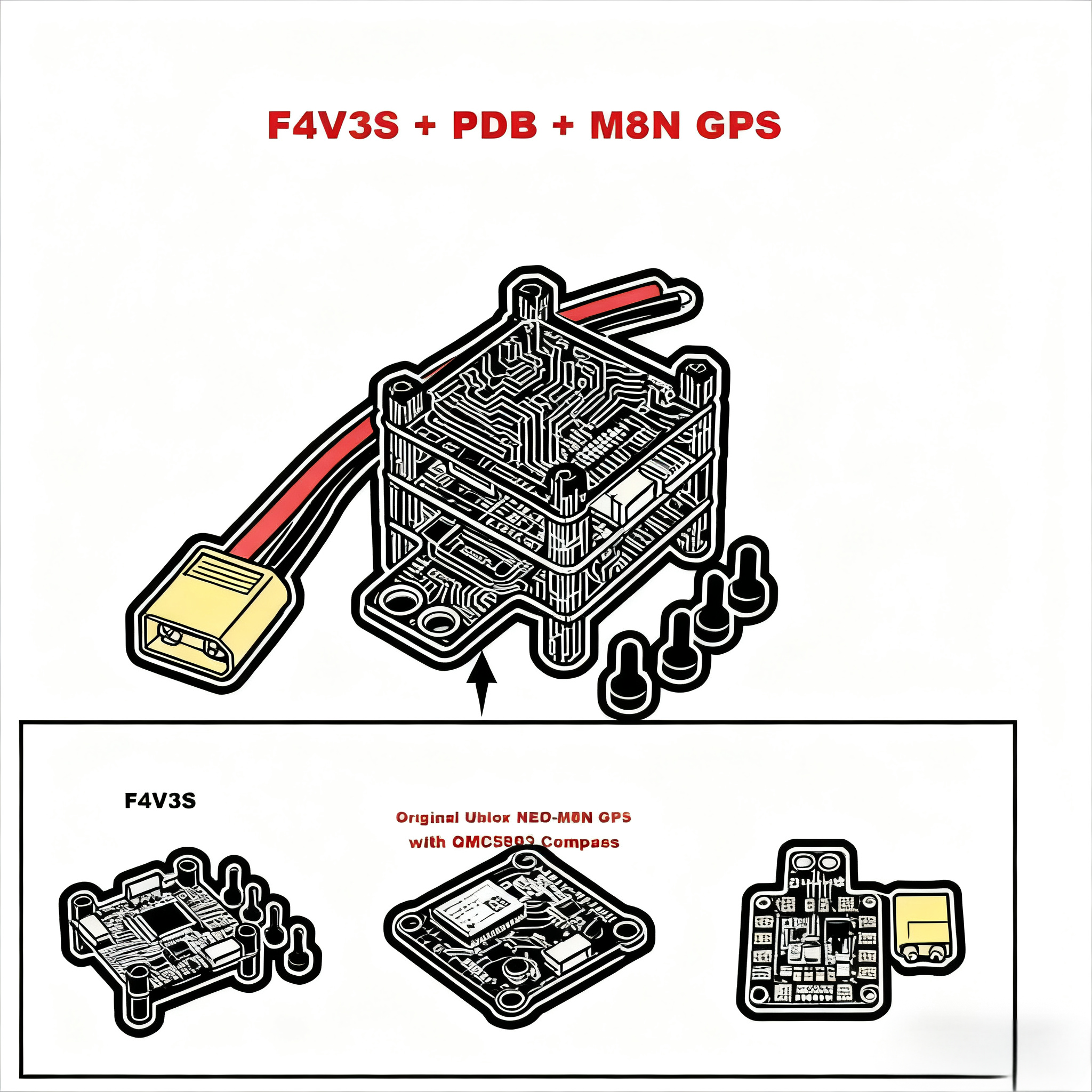 Drone Power Distribution Board - F4 V3 F4 V3S M8N GPS