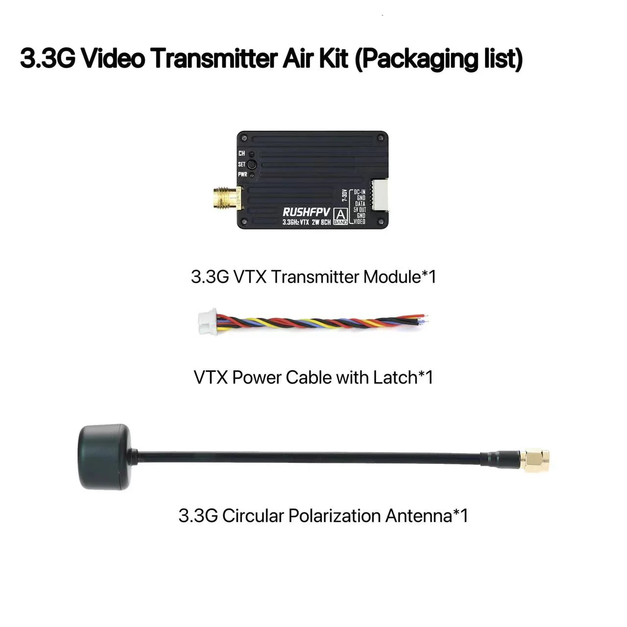 RUSHFPV 3.3G 2W VTX Transmitte - Drone Receiver avaliação e preço