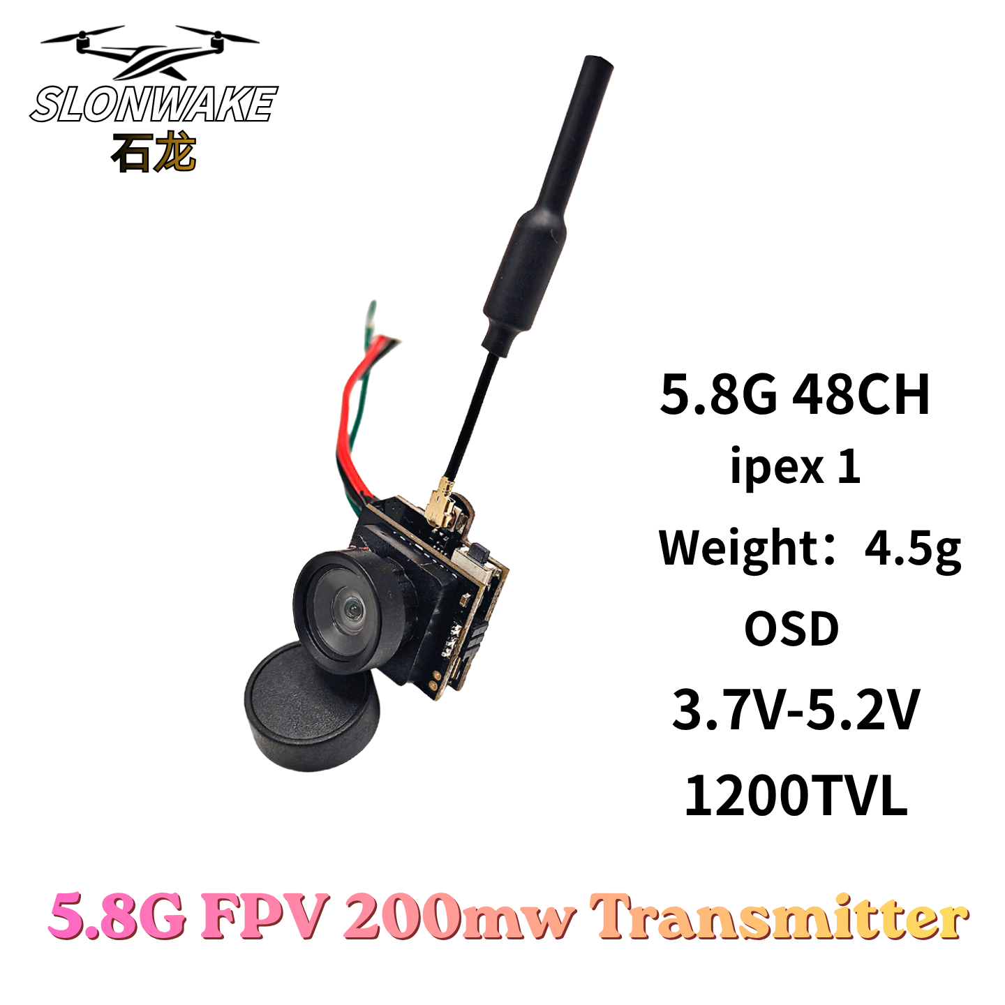 Slonwake 5.8G 48CH 200mW FPV D - Drone Receiver avaliação e preço
