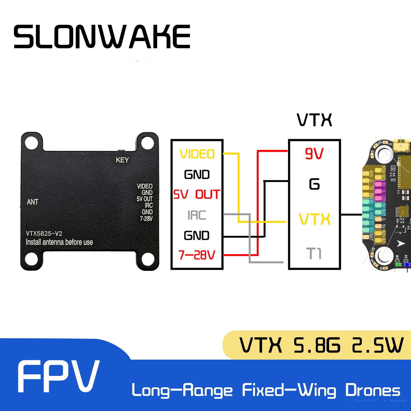 SLONWAKE 5.8G 48CH FPV Transmi - Drone Frame avaliação e preço