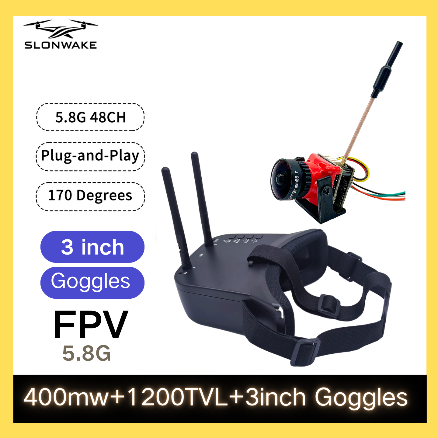 SLONWAKE 5.8G 48CH FPV 400mw V - Drone Receiver avaliação e preço