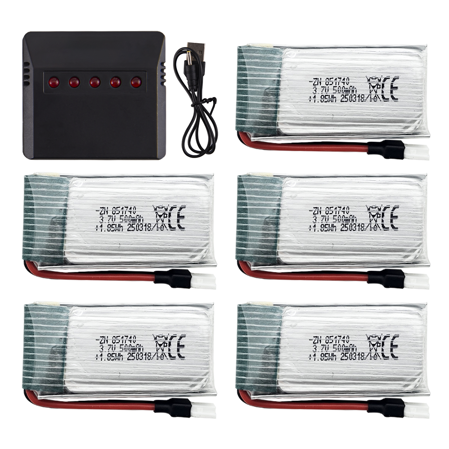 5Pcs 3.7V 500mAh LiPo Batterie - Drone Charger avaliação e preço