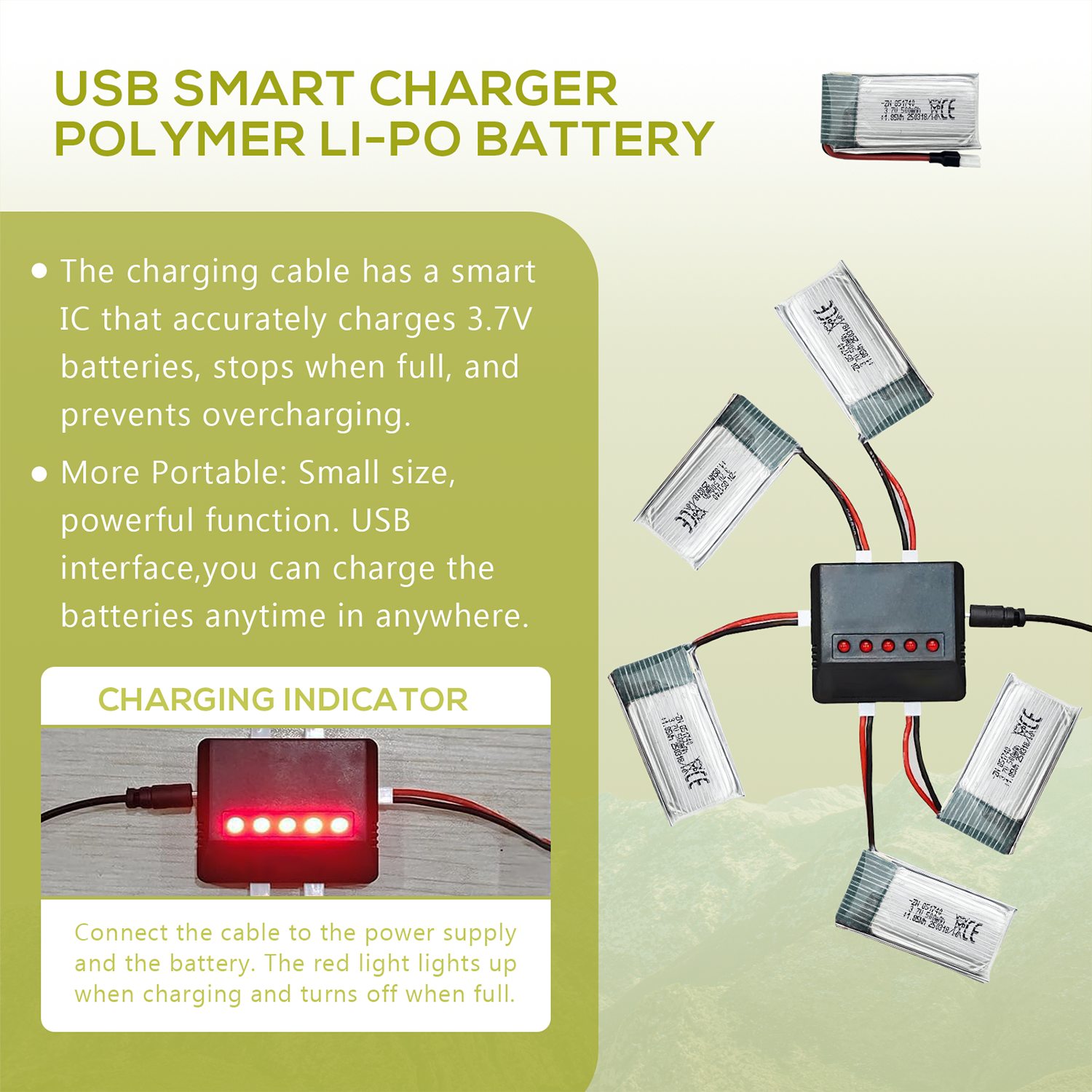 5Pcs 3.7V 500mAh LiPo Batterie - Drone Charger avaliação e preço